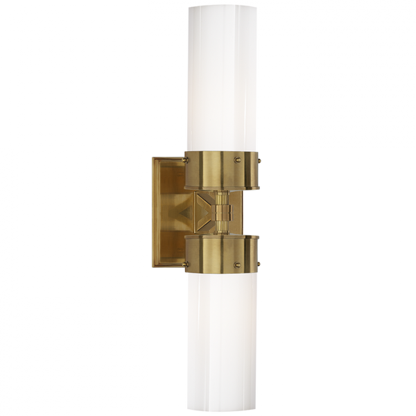 Large Double Bath Wall Sconce, 2-Light, Hand-Rubbed Antique Brass, 19.75"H (TOB 2315HAB-WG CLU54)