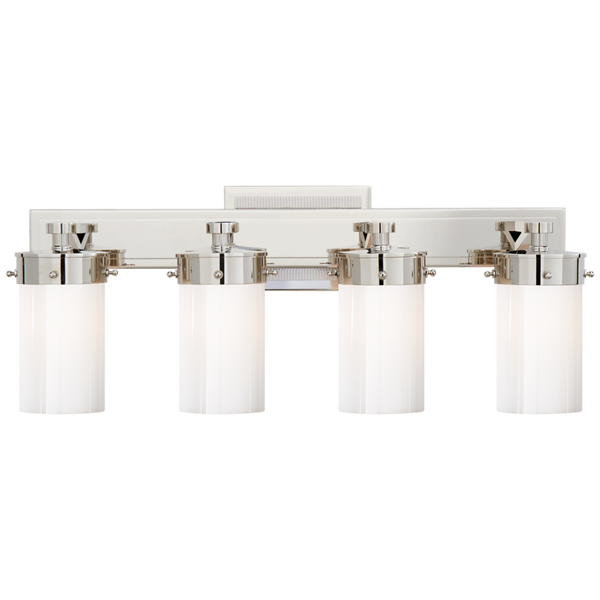 Bath Wall Sconce, 4-Light, Polished Nickel, 8"H (TOB 2316PN-WG CLV54)