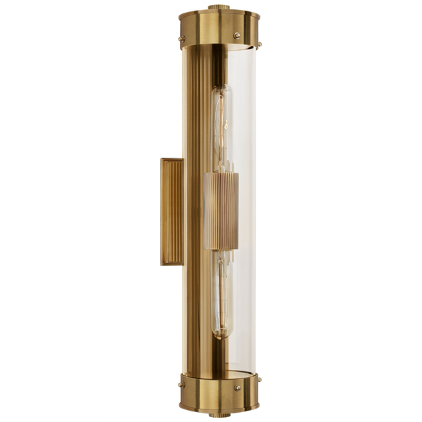 Bathroom Wall Sconce, 2-Light, Hand-Rubbed Antique Brass, Clear Glass, 21"H (TOB 2318HAB-CG CLZ2X)