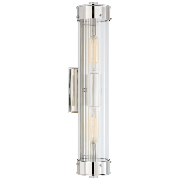 Bathroom Wall Sconce, 2-Light, Polished Nickel, Clear Glass, 21"H (TOB 2318PN-CG CLX4V)