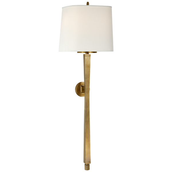 Sconce, 2-Light, Hand-Rubbed Antique Brass, Linen Shield Shade, 32.75"H (TOB 2741HAB-L D04QJ)