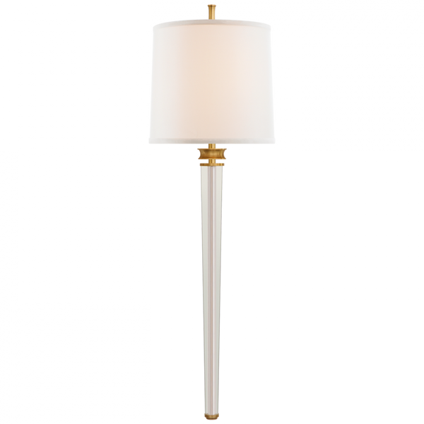 Large Wall Sconce, 2-Light, Hand-Rubbed Antique Brass, Linen Shield Shade, 36"H (TOB 2943HAB-L CPYUV)