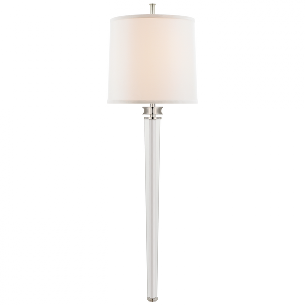 Wall Sconce, 2-Light, Polished Nickel, Crystal, Linen Shade, 36"H (TOB 2943PN-L CPYUW)