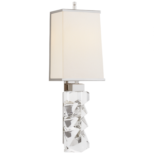 Wall Sconce, 2-Light, Crystal, Polished Nickel, Linen, Nickel Trim Shade, 22.25"H (TOB 2950CG/PN-L/PN CTYFP)