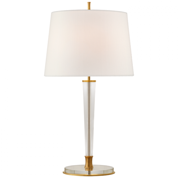 Table Lamp, 2-Light, Hand-Rubbed Antique Brass, Crystal, Linen Shade, 31.5"H (TOB 3942HAB-L CPYUY)