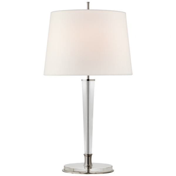 Table Lamp, 2-Light, Polished Nickel, Crystal, Linen Shade, 31.5"H (TOB 3942PN-L CPZQ3)