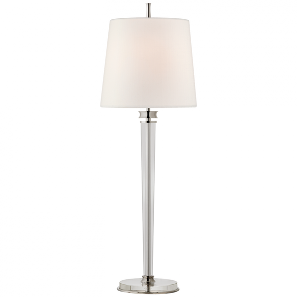 Buffet Lamp, 1-Light, Polished Nickel, Crystal, Linen Shade, 35.75"H (TOB 3943PN-L CPZQ6)