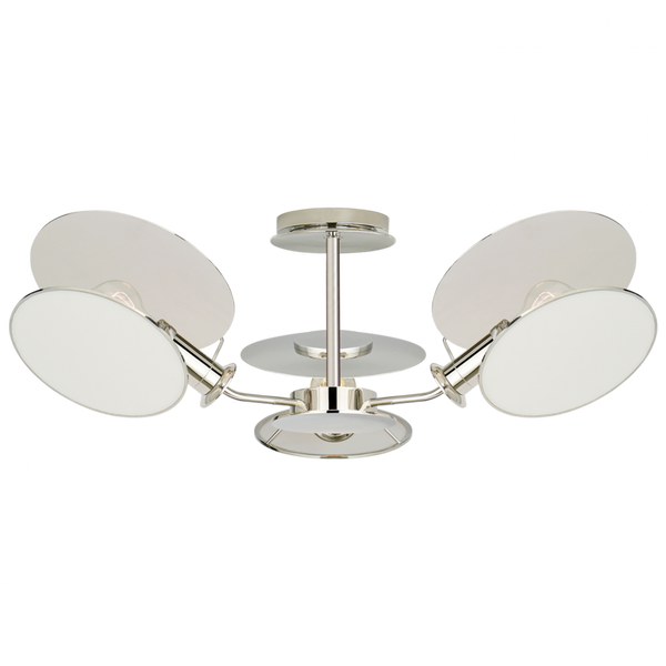 Semi-Flush Mount, 3-Light, Reflector, Polished Nickel, Linen Shade, 31.5"W (TOB 4290PN-L CLX5M)