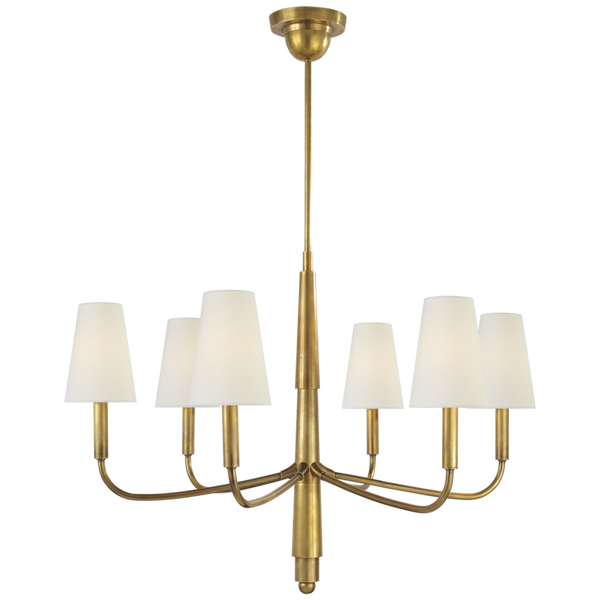 Small Chandelier, 6-Light, Hand-Rubbed Antique Brass, Linen Shade, 31.25"W (TOB 5018HAB-L D07PQ)