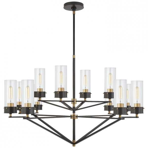 Chandelier, 12-Light, Bronze, Hand-Rubbed Antique Brass, 45"W (TOB 5303BZ/HAB-CG CLU70)