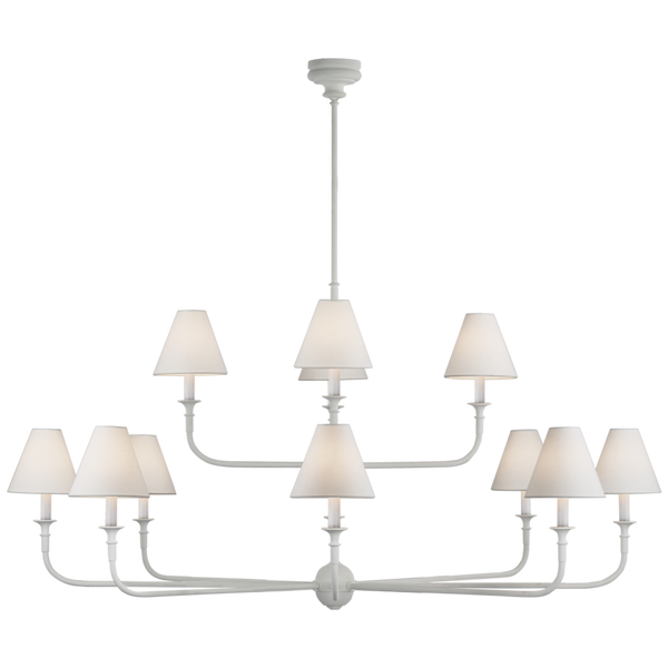 Two-Tier Chandelier, 12-Light, Plaster White, 58"W (TOB 5453PW-L CX33Z)