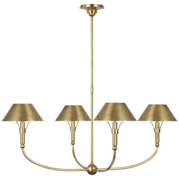 Arched Chandelier, 4-Light, LED, Hand-Rubbed Antique Brass, Hand-Rubbed Antique Brass Shade, 40"W (TOB 5725HAB-HAB D03QF)