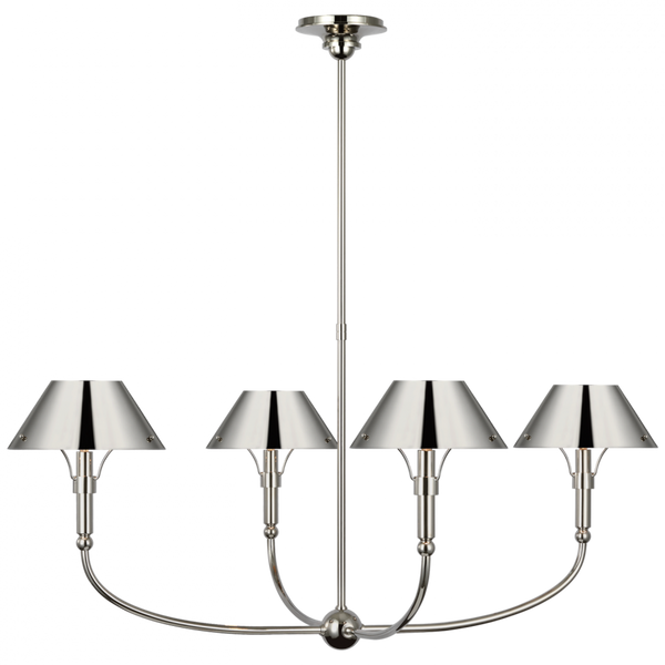 Arched Chandelier, 4-Light, LED, Polished Nickel, Polished Nickel Shade, 40"W (TOB 5725PN-PN D01UW)