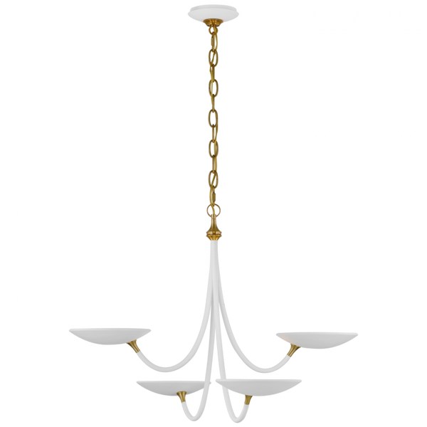 Medium Chandelier - Hand-Rubbed Antique Brass and Matte White