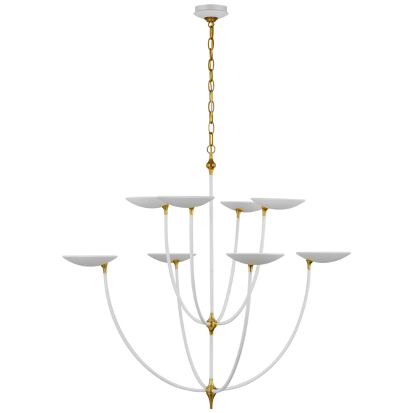 XL Chandelier - Hand-Rubbed Antique Brass and Matte White