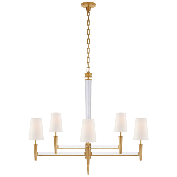 Two Tier Chandelier, 8-Light, Hand-Rubbed Antique Brass, Linen Shade, 42.5"W (TOB 5943HAB-L CPZQ8)