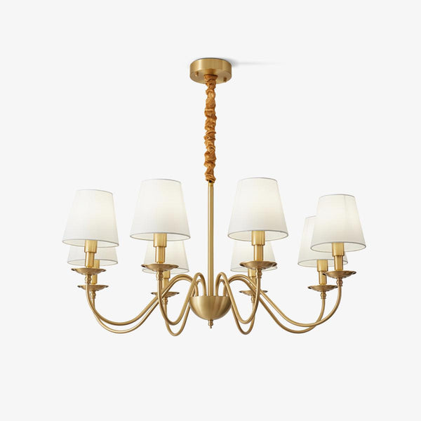 Tapered Fabric Brass Ceiling fixture Chandelier