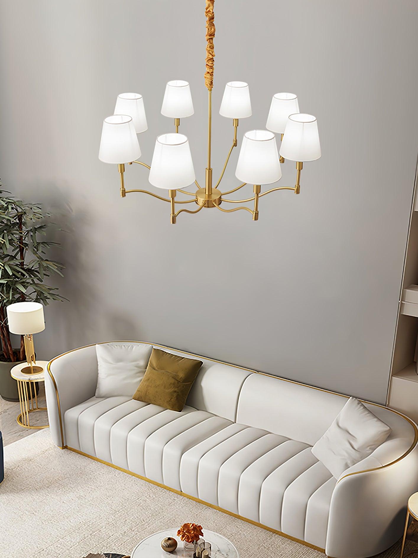 Tapered Fabric Brass Ceiling fixture Chandelier