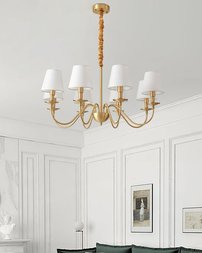 Tapered Fabric Brass Ceiling fixture Chandelier