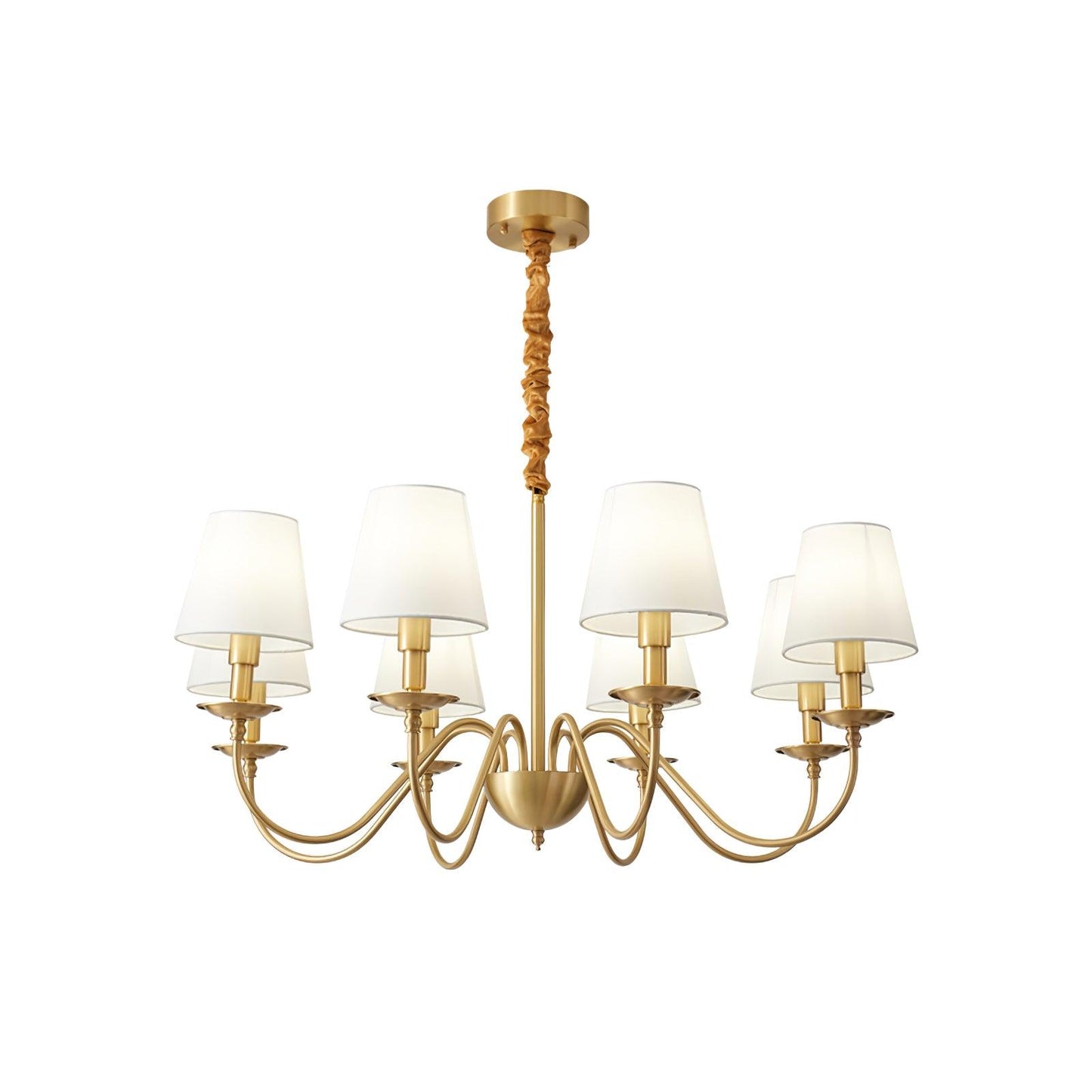 Tapered Fabric Brass Ceiling fixture Chandelier