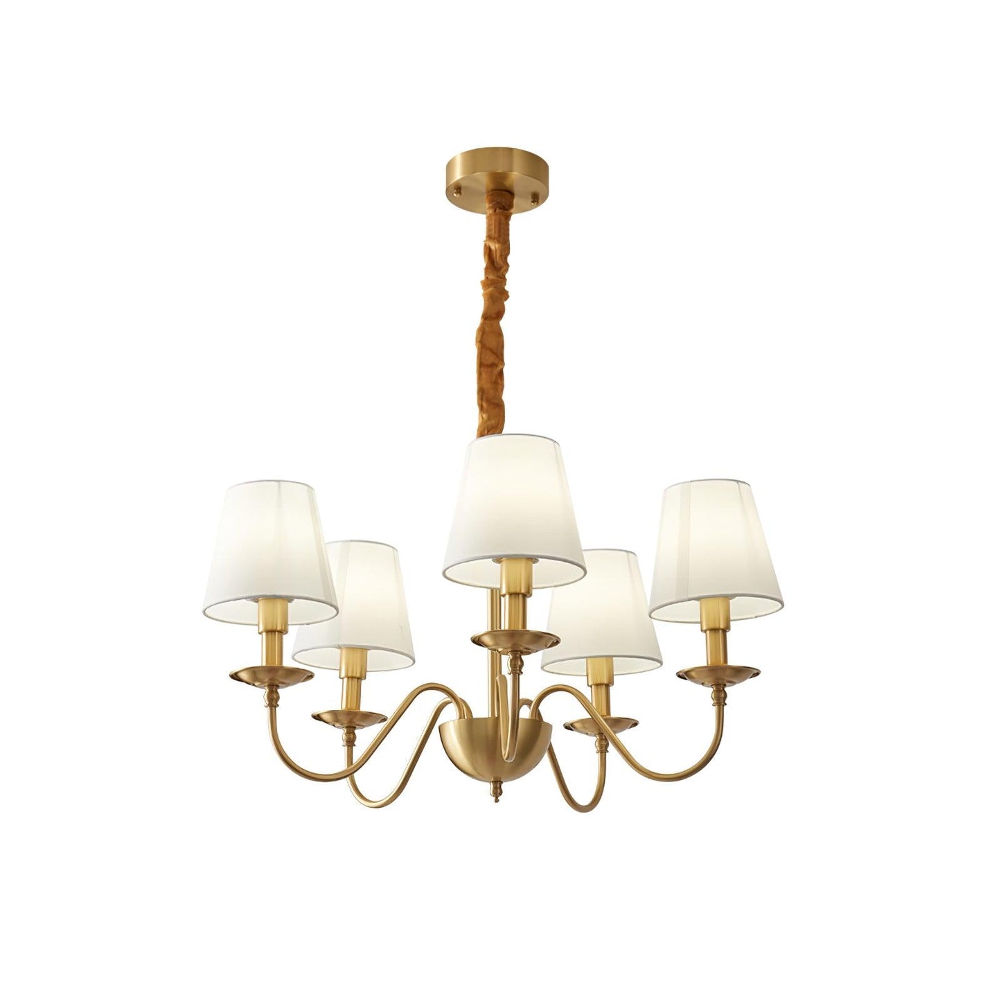 Tapered Fabric Brass Ceiling fixture Chandelier