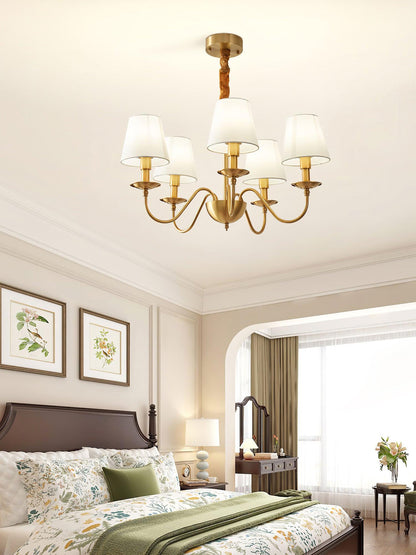 Tapered Fabric Brass Ceiling fixture Chandelier