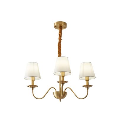 Tapered Fabric Brass Ceiling fixture Chandelier