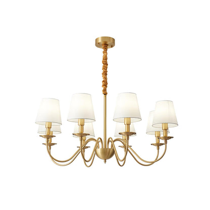 Tapered Fabric Brass Ceiling fixture Chandelier