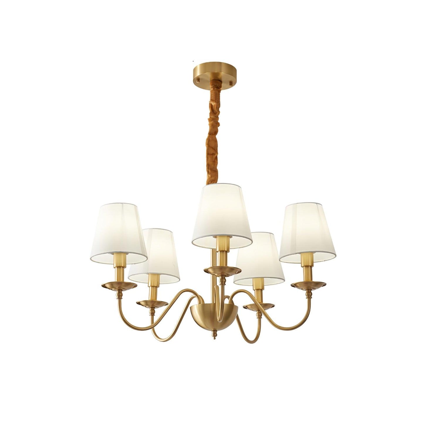 Tapered Fabric Brass Ceiling fixture Chandelier