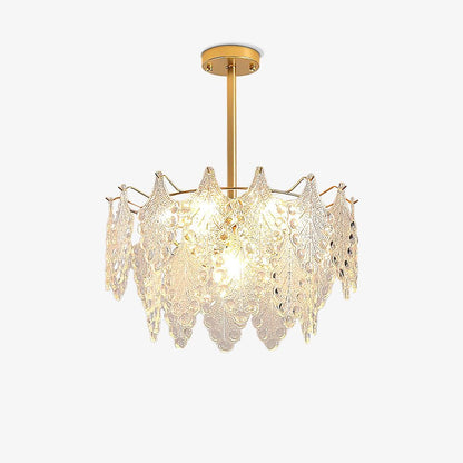 Tiered Carved Glass Electrolier Chandelier