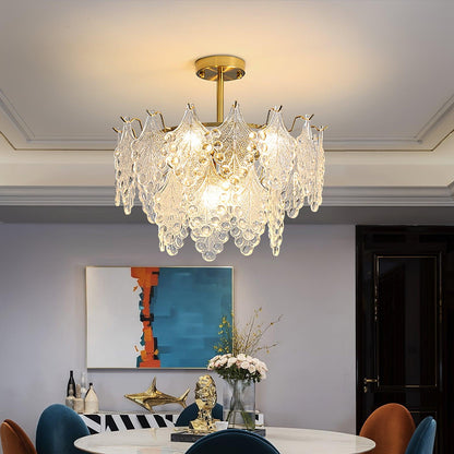 Tiered Carved Glass Electrolier Chandelier