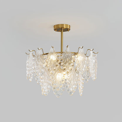 Tiered Carved Glass Electrolier Chandelier