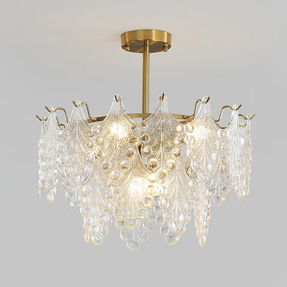 Tiered Carved Glass Electrolier Chandelier