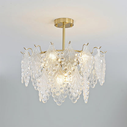 Tiered Carved Glass Electrolier Chandelier