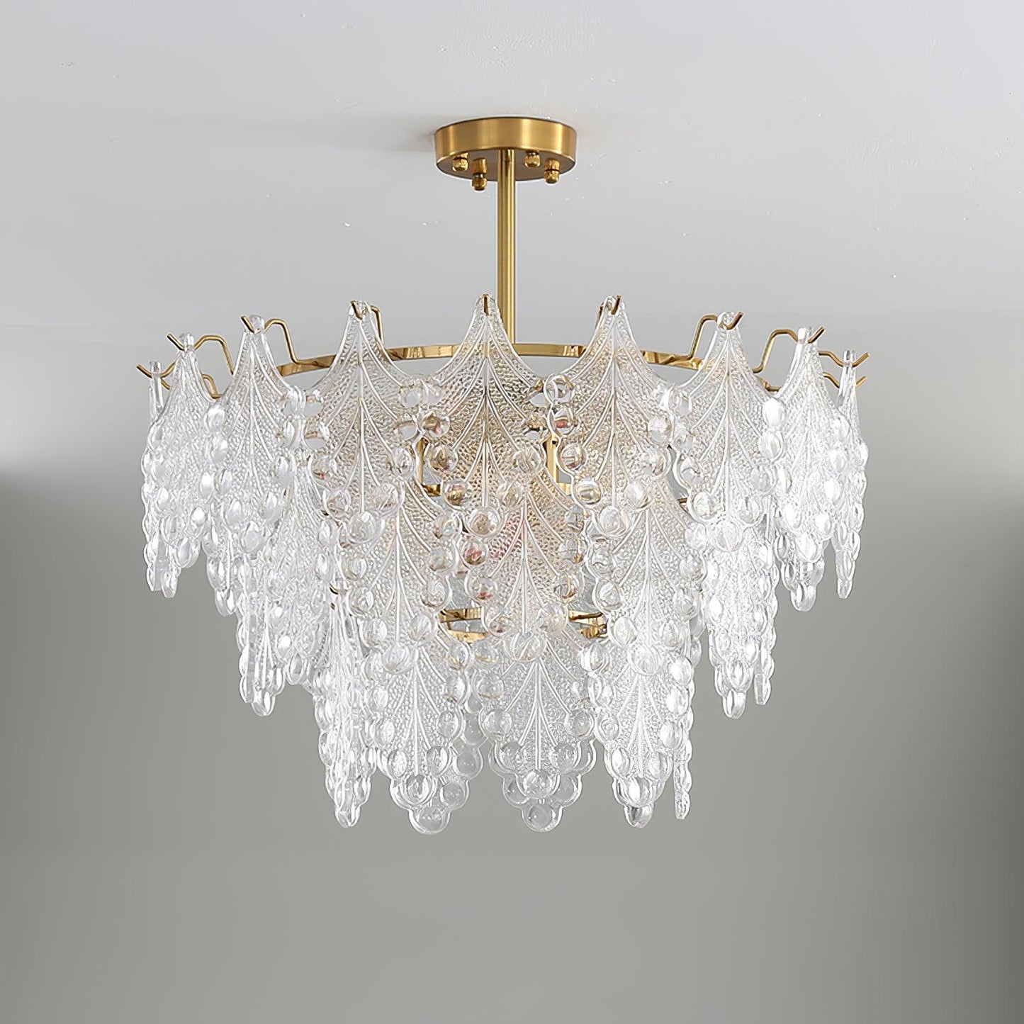 Tiered Carved Glass Electrolier Chandelier