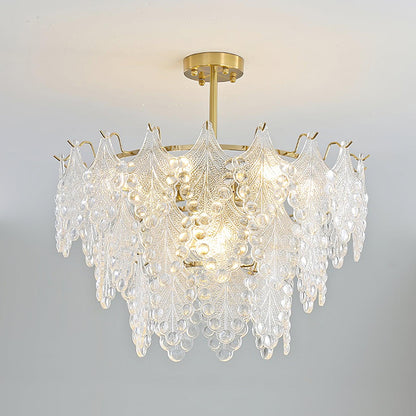 Tiered Carved Glass Electrolier Chandelier