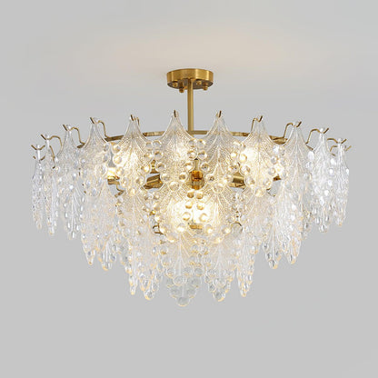 Tiered Carved Glass Electrolier Chandelier