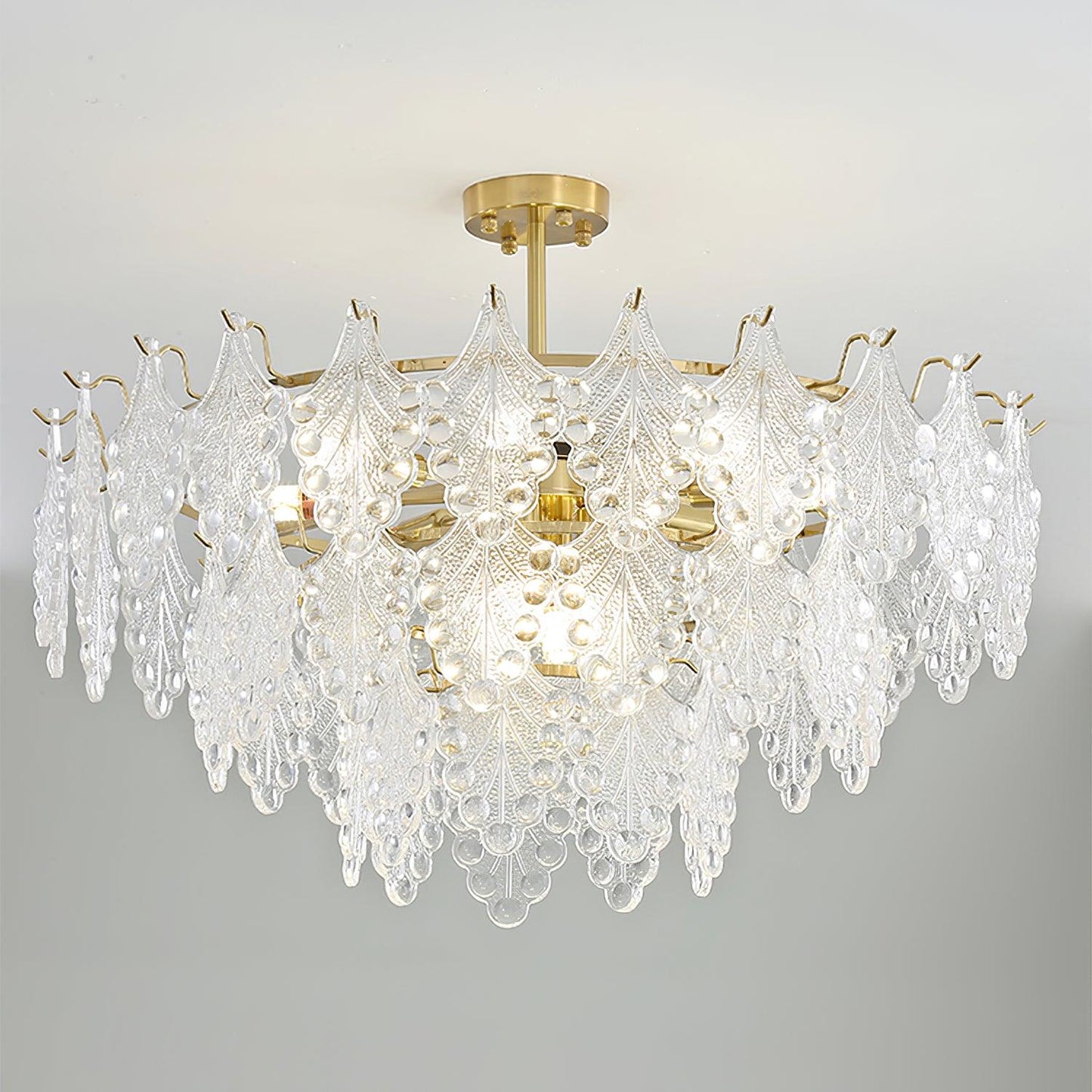 Tiered Carved Glass Electrolier Chandelier