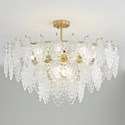 Tiered Carved Glass Electrolier Chandelier