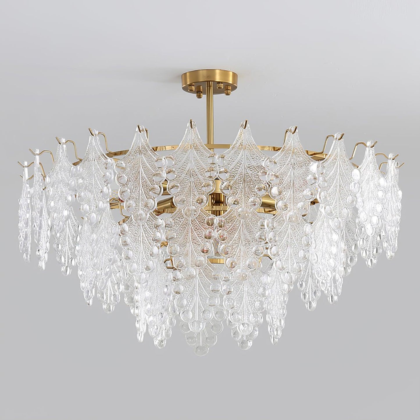 Tiered Carved Glass Electrolier Chandelier