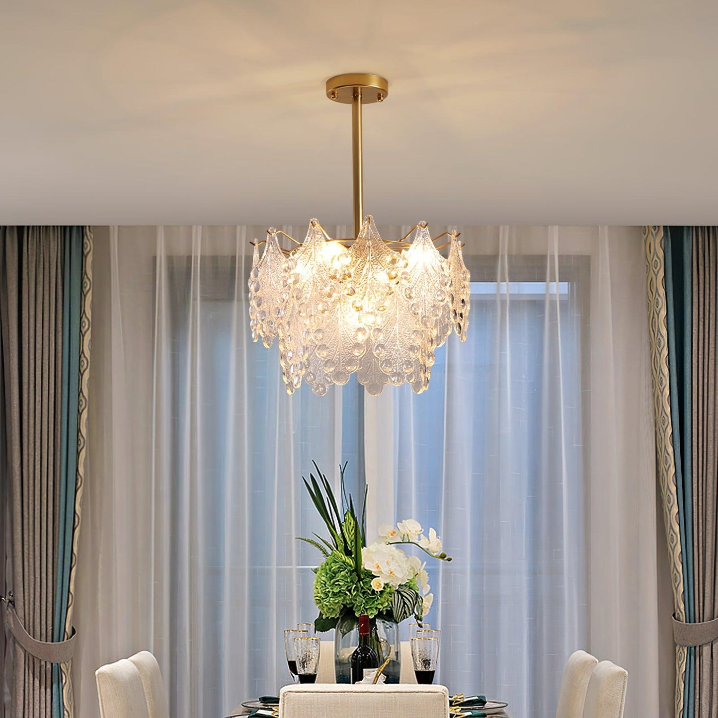 Tiered Carved Glass Electrolier Chandelier