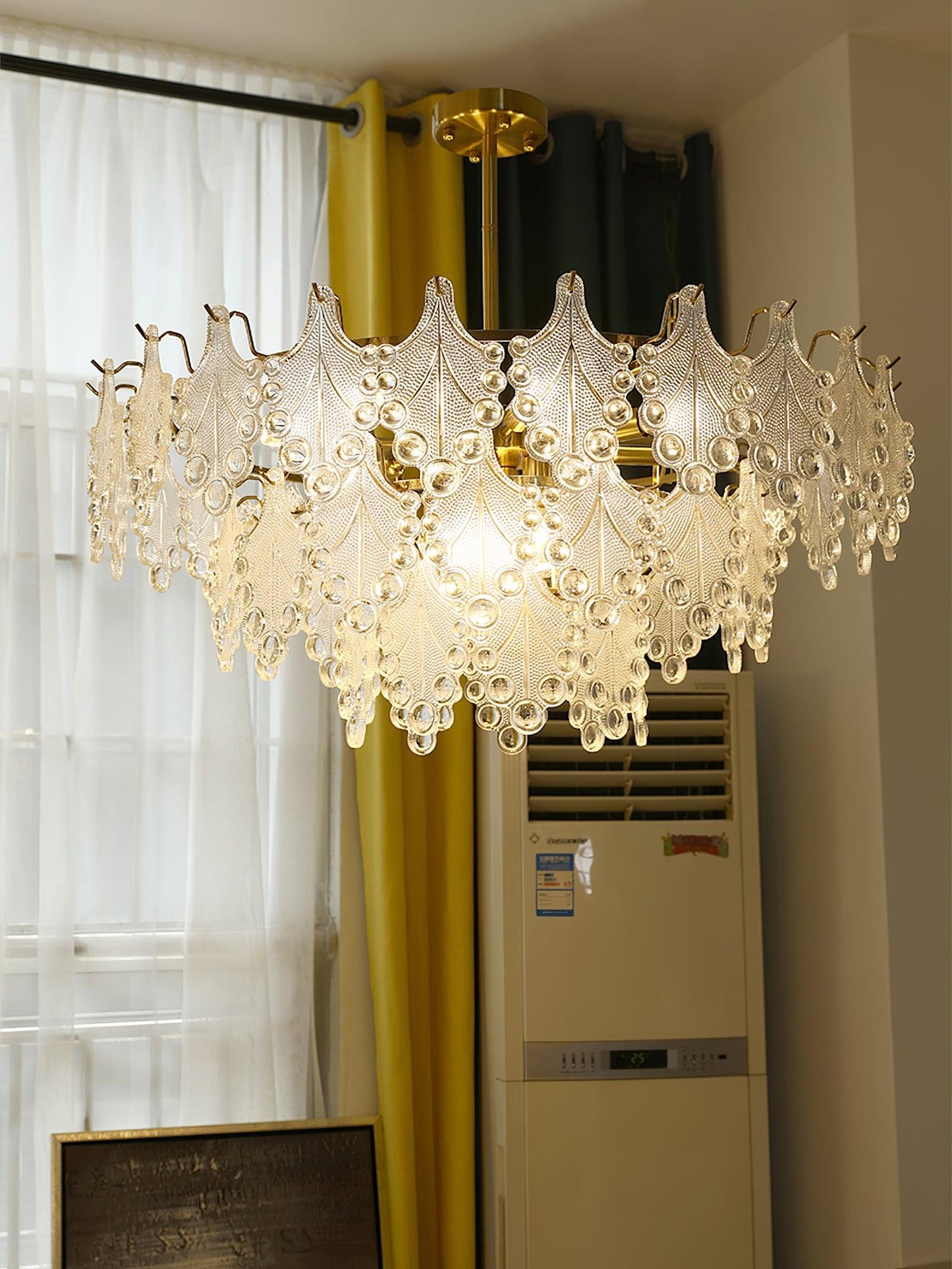 Tiered Carved Glass Electrolier Chandelier