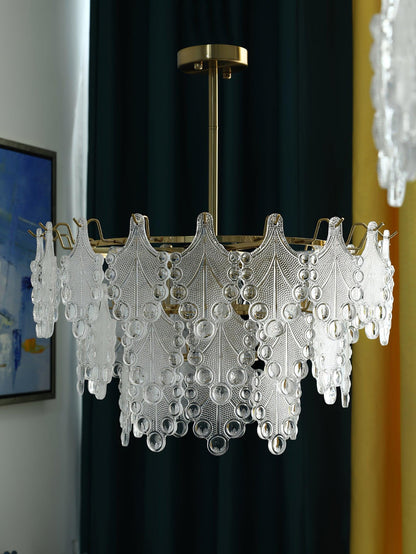 Tiered Carved Glass Electrolier Chandelier