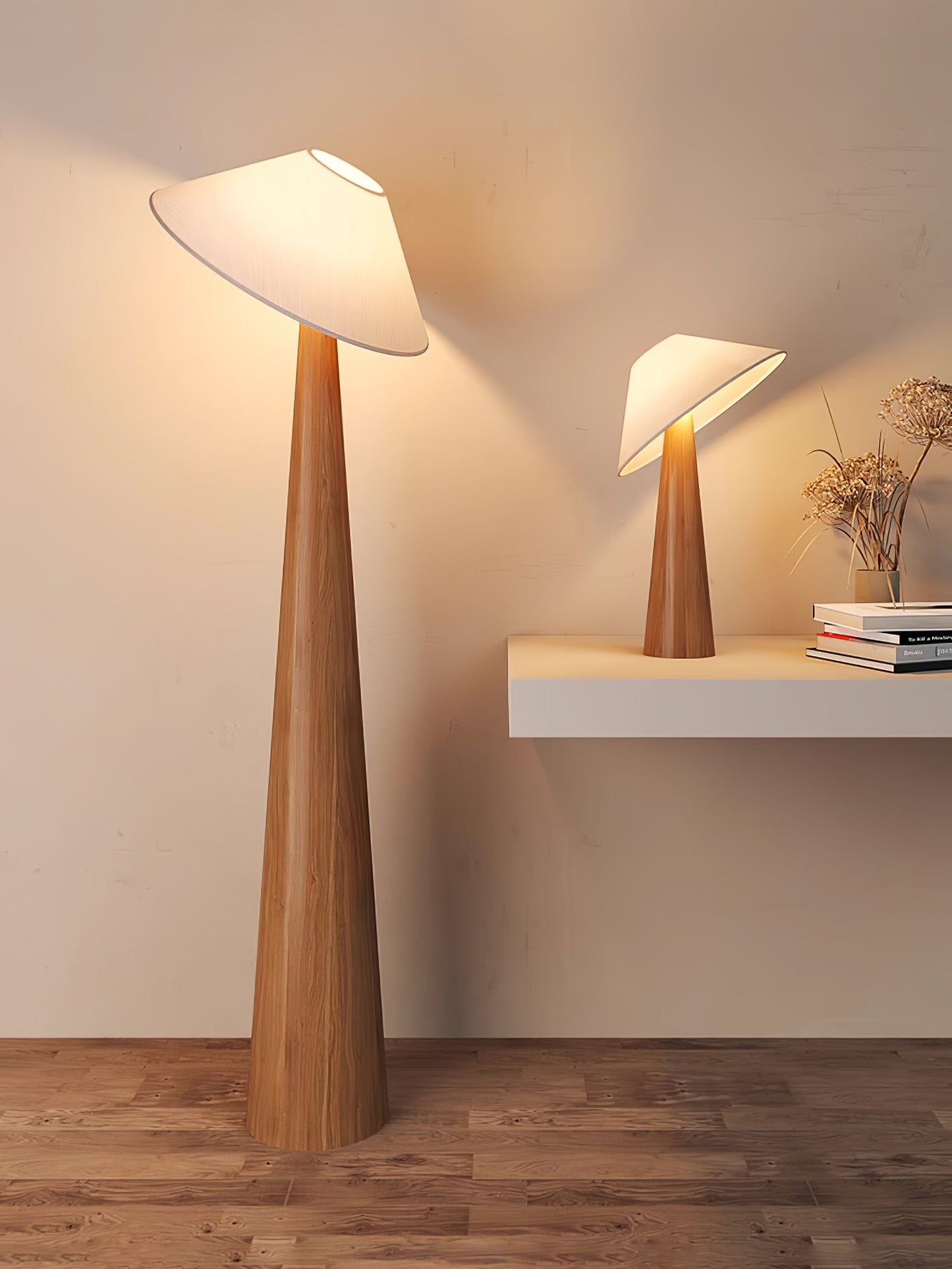 Tilt Hat Wooden Standing Lamp Floor Lamp