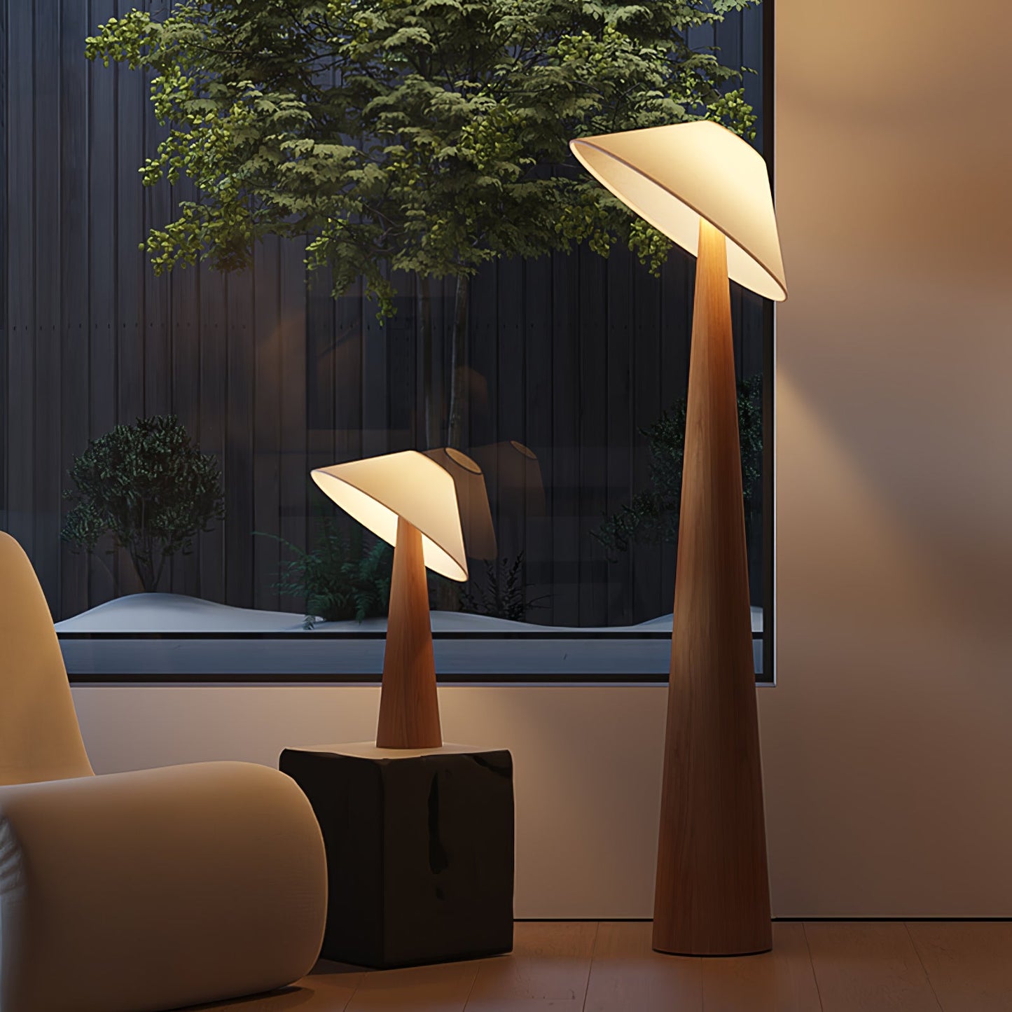 Tilt Hat Wooden Standing Lamp Floor Lamp