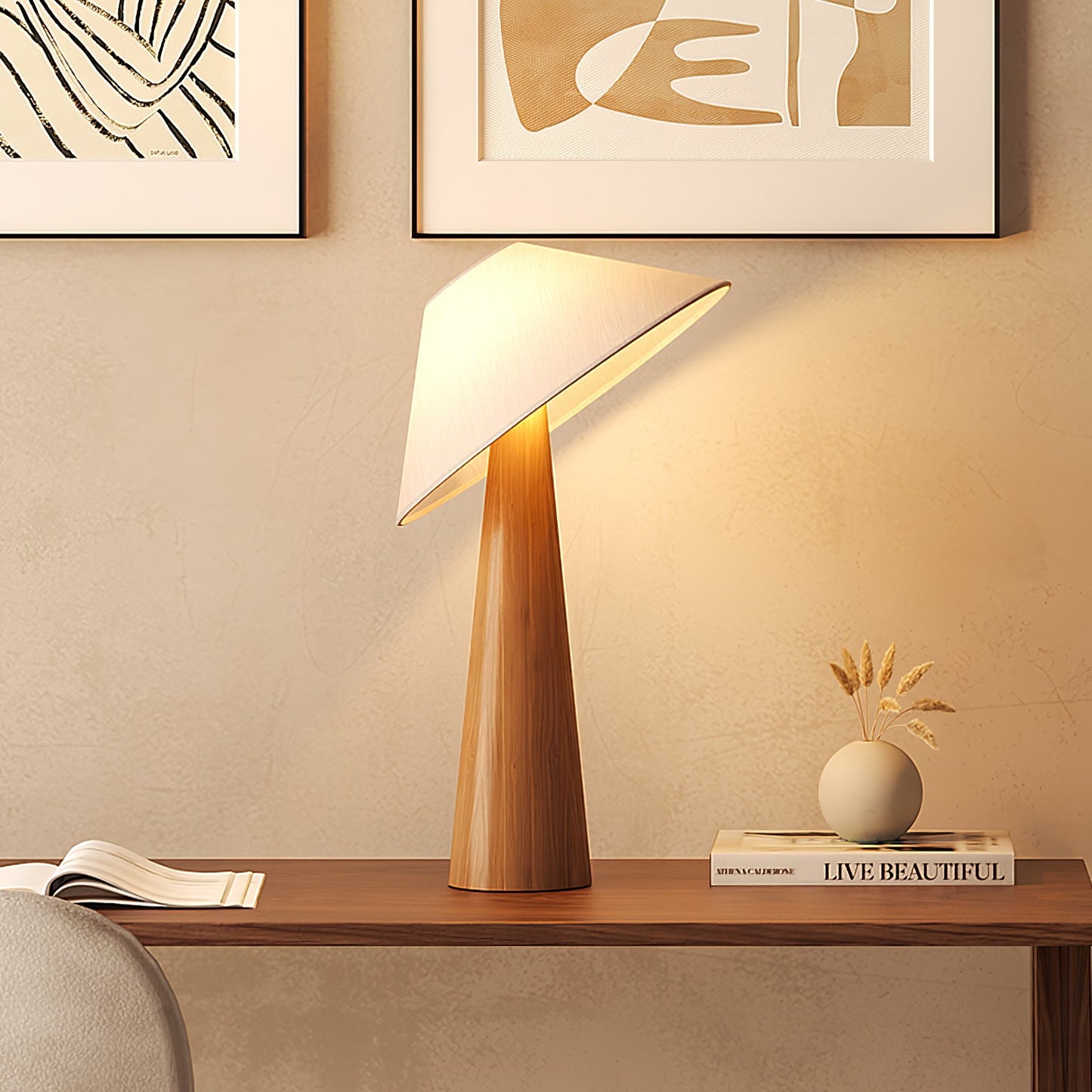 Tilt Hat Wooden Accent lamp Table Lamp