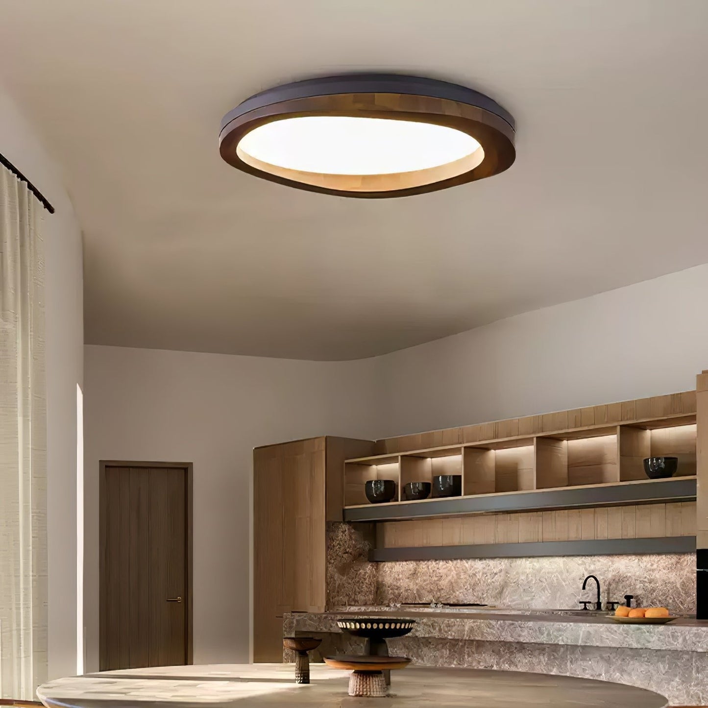 Timber Round Wood Overhead light Ceiling Lamp