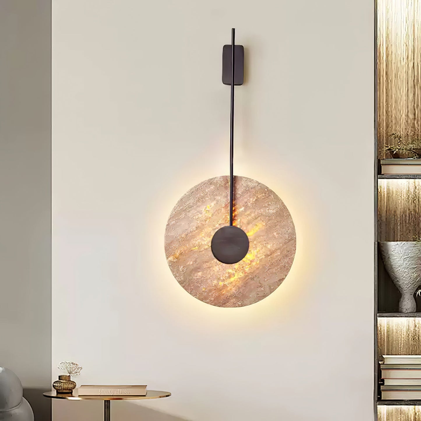 Travertine Disc Wall light fixture Wall Lamp