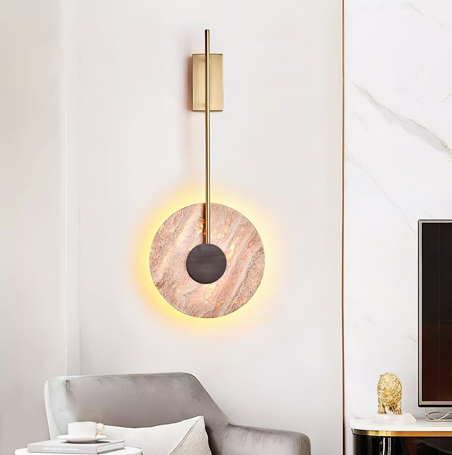 Travertine Disc Wall light fixture Wall Lamp