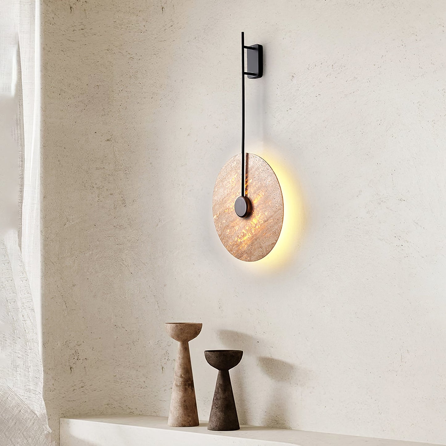 Travertine Disc Wall light fixture Wall Lamp